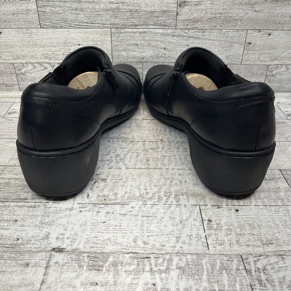 Clarks Channing Ann Black Leather Zip Comfort Loafer Shoes Women Size 9.5M - Picture 6 of 10
